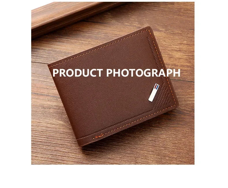 Men's leather short wallet thin wallet foldable minimalist soft leather wallet 