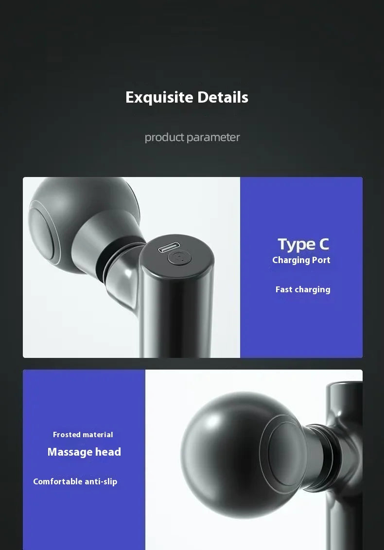 Mini Massage Massage LCD Screen 6 Heads Gun Muscle Massager Portable Electric Fascia Gun for Neck Foot Body Fascia Gun 