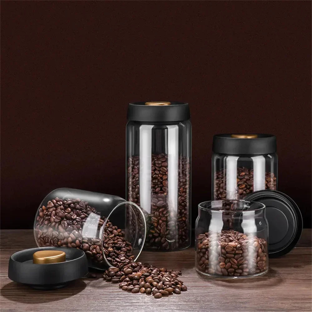 Coffee Beans Vacuum Sealed Tank Transparent Glass Food Storage Jars Household Moisture-proof Air Extraction Airtight Container 