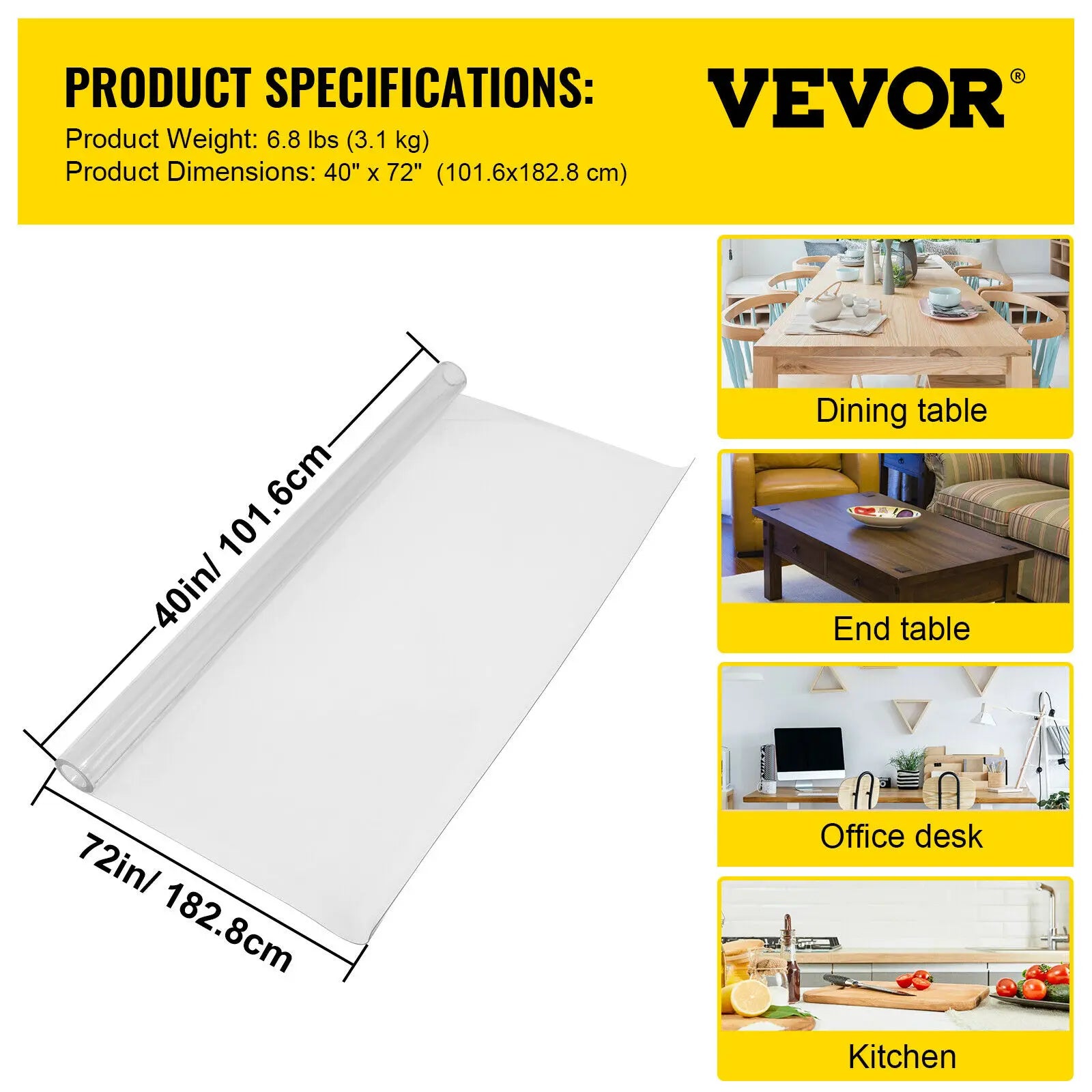Clear PVC Table Protector 1.5mm Waterproof Desk & Dining Cover
