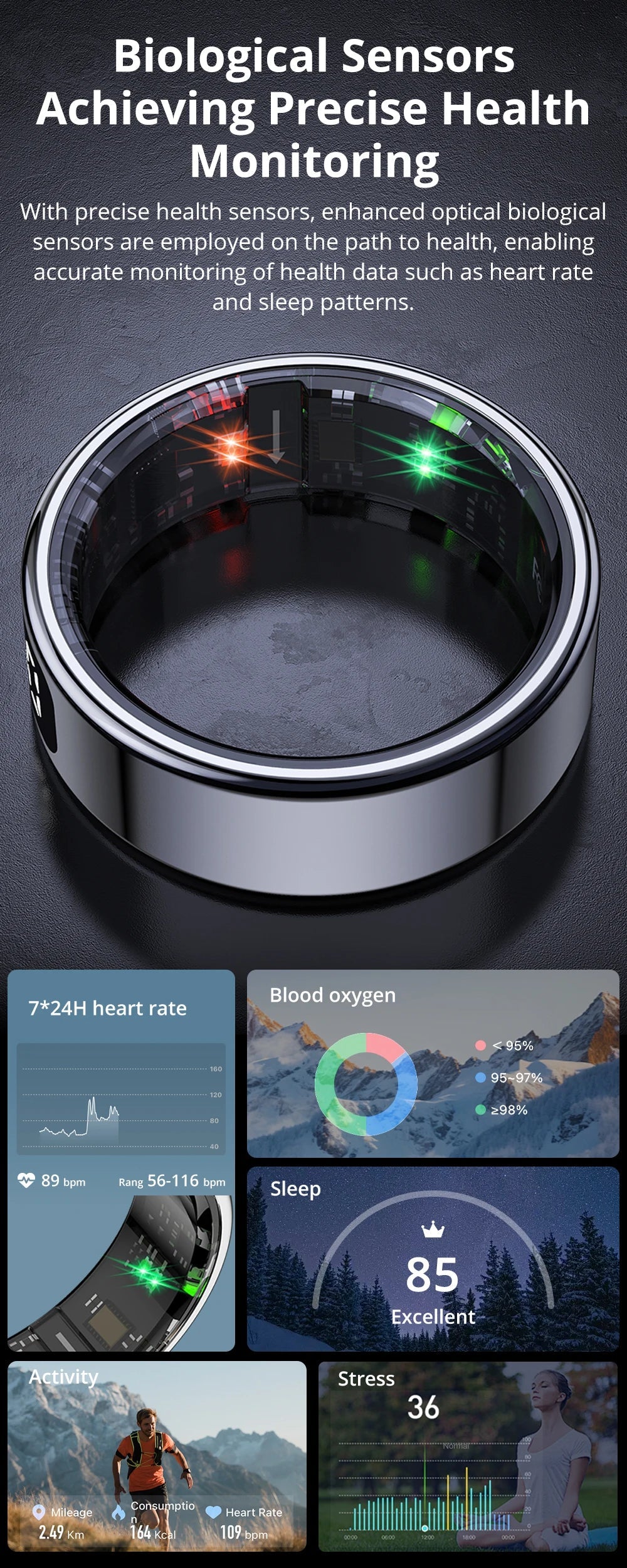 2025 COLMI R12 Smart Ring with Display Screen and Touch, Wireless Charging, Health Manager, 5 ATM Waterproof For Men Women 