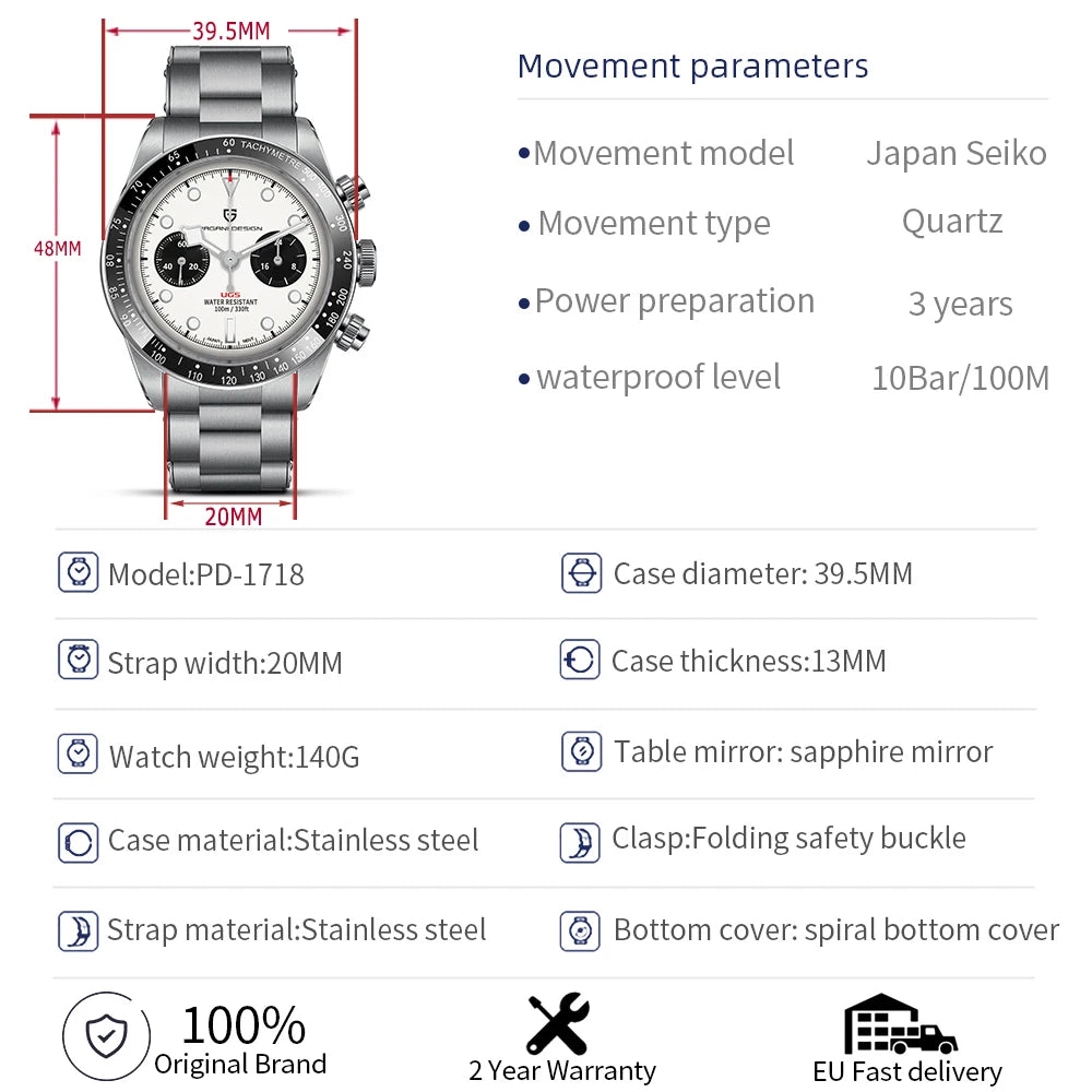 Pagani Design BB Panda Chronograph Men's Watch 100M Waterproof