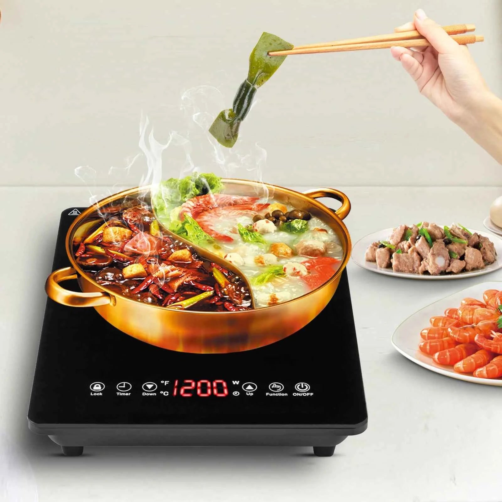 1800W Induction Cooktop Hot Plate Portable Induction Cooktop w/Ultra Low Noise  for Kitchen Countertop Use