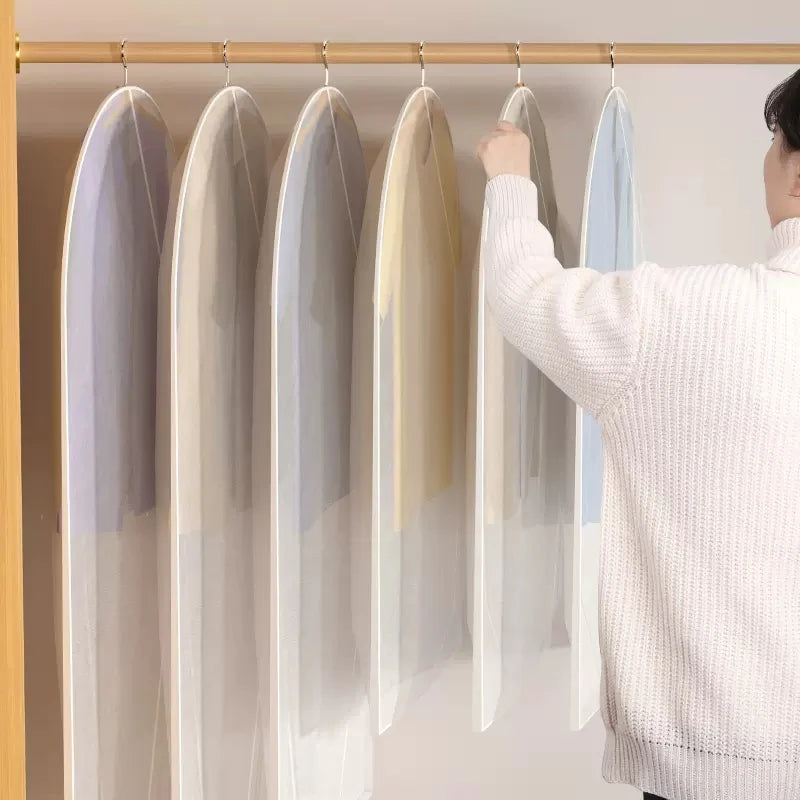Clothes Hanging Dust Cover Wedding Dress Cover Suit Coat Storage Bag Transparent Fully Enclosed Clothes Cover With Zipper 