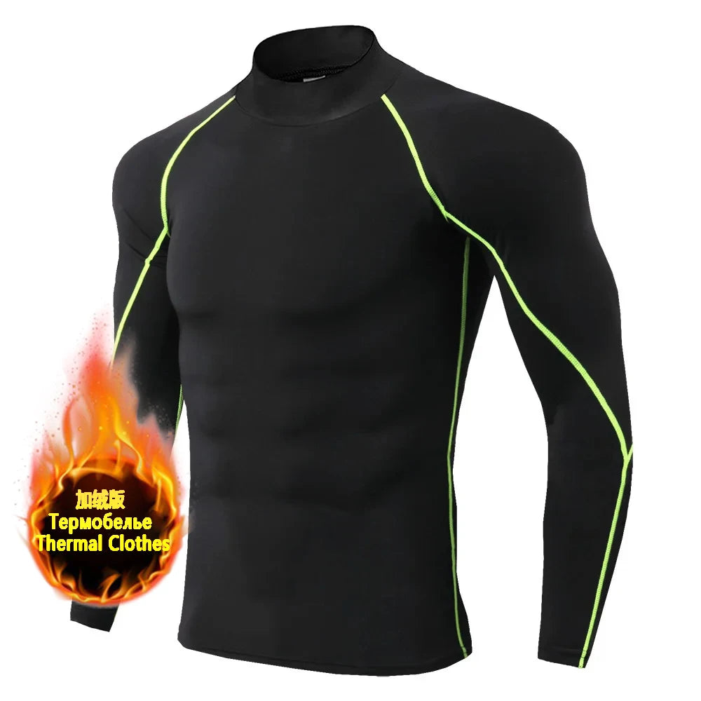 Winter Man Compression Shirt Cycling Clothing Warmth Shirt Warm Bottoming Shirt Men Compression T-Shirt Gym Sportswear 2024 New - Spy-shop.com