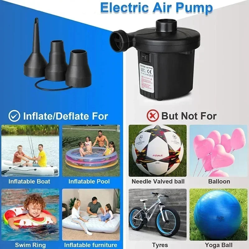 Electric Air Pump for Air Beds, Pools and Floats, Mains or 12V