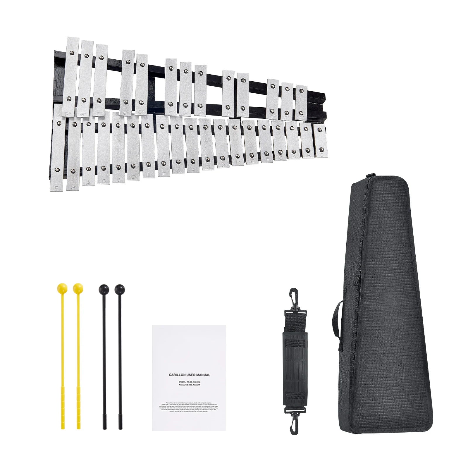 32 Note Glockenspiel Xylophone Kit with Stand, Mallets & Bag