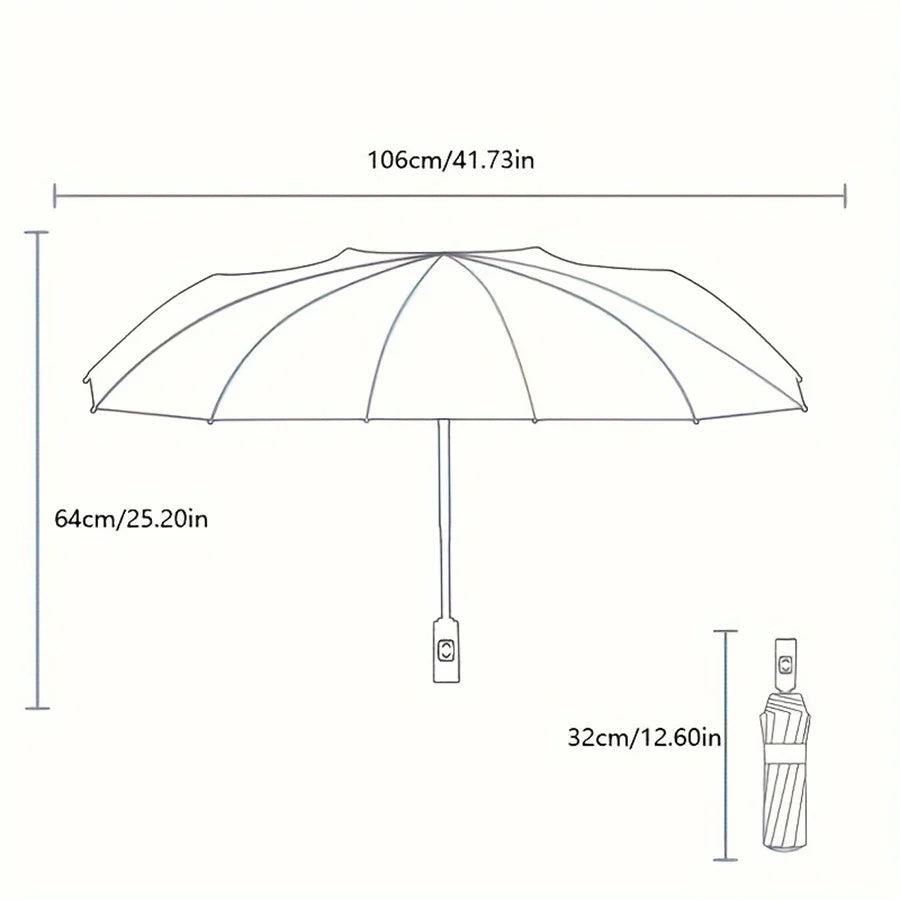 12 Bone Black Glue Fully Automatic Umbrella With Thick And Durable Keel Three Fold Umbrella UV Resistant Folding Umbrella 