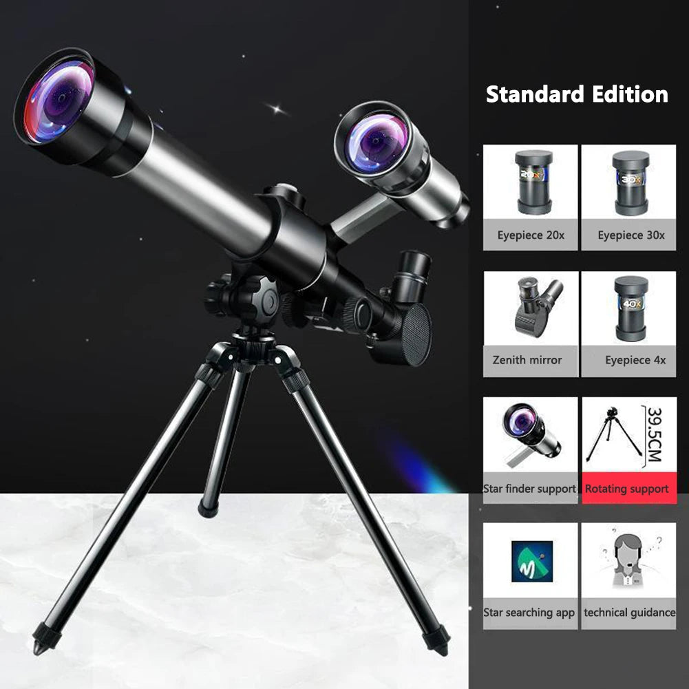 0|Professional Astronomical Telescope 20X 30X 40X Powerful Monocular Portable HD Moon Space Planet Observation Gifts for Children