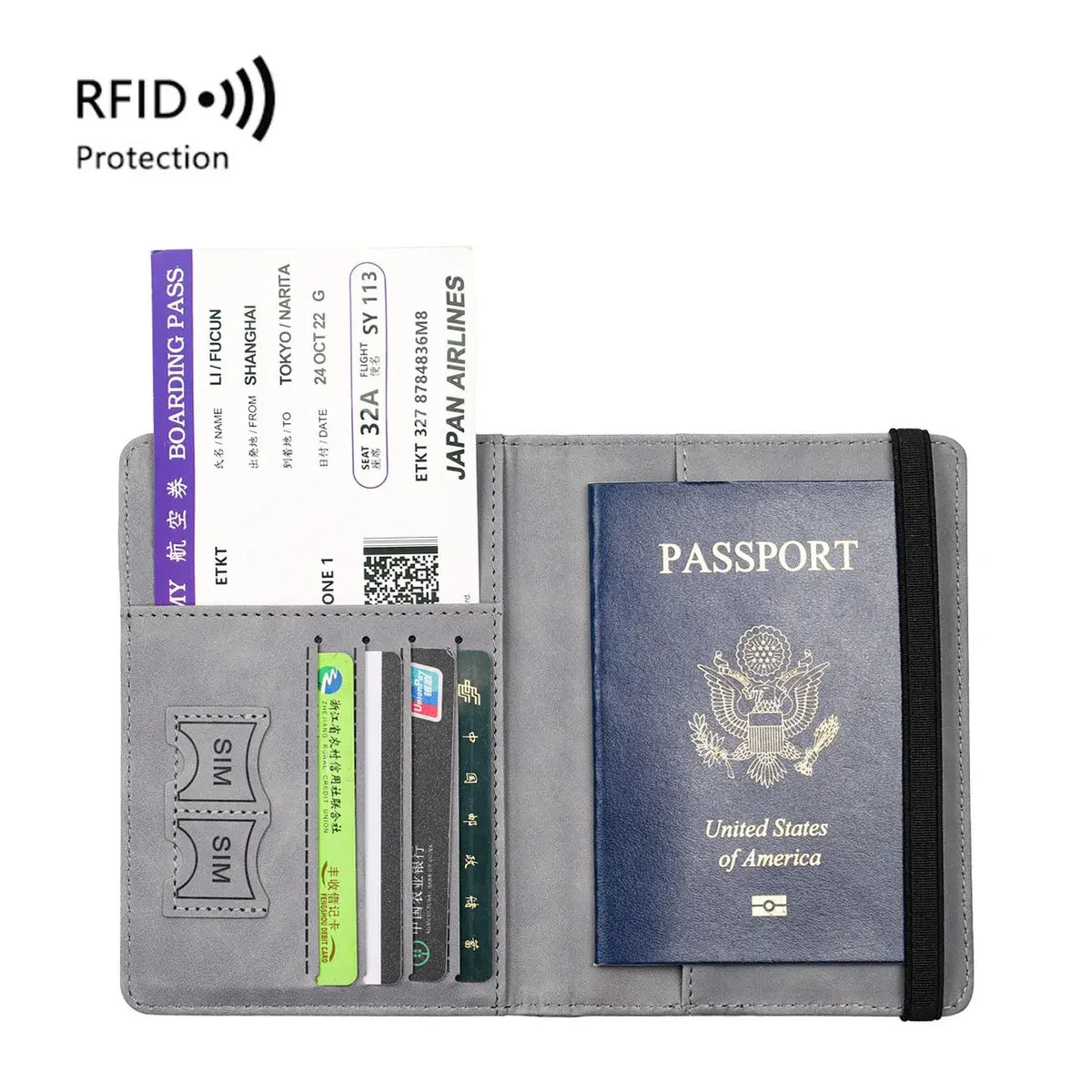 Travel Passport Holder with Card Slots