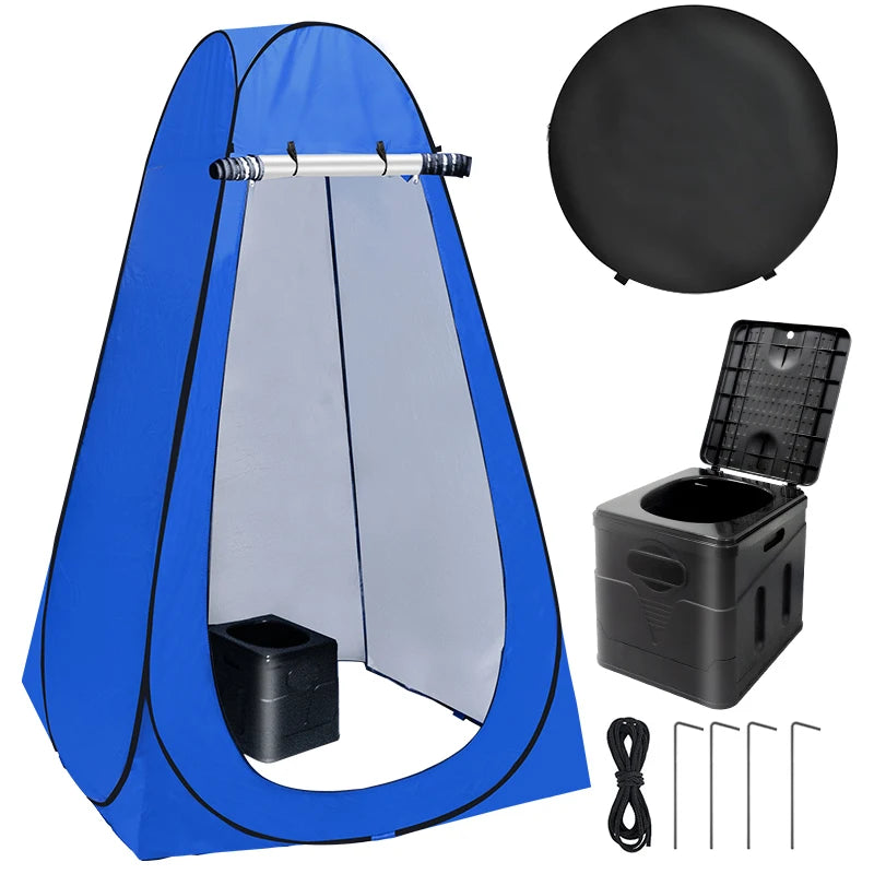 Portable Toilet Kit with Pop Up Privacy Tent for Camping