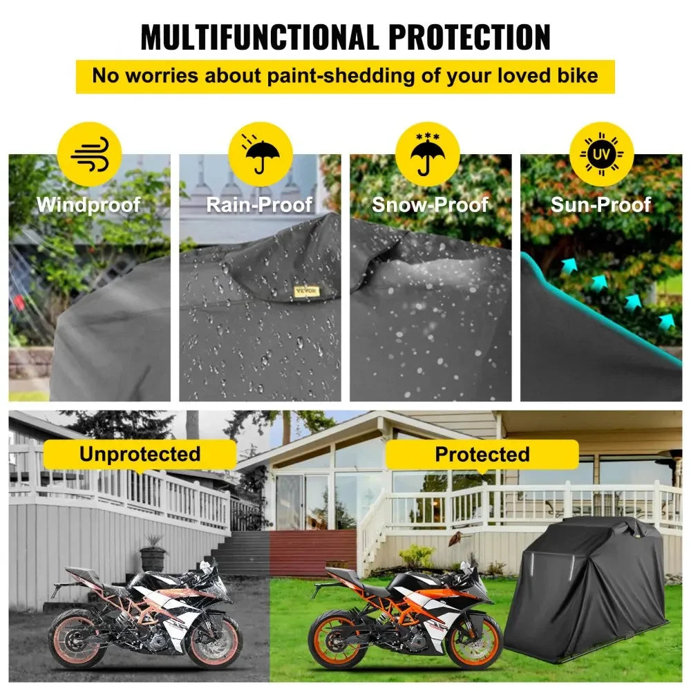 Cort adăpost pentru motocicletă, garaj impermeabil cu cadru din oțel 106"