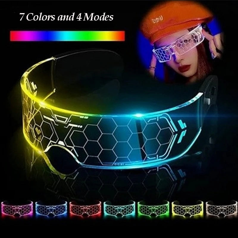 LED Luminous Futurist Cyberpunk Glasses LED Light Up Glasses cool cyberpunk glasses for man women cospaly supplies 