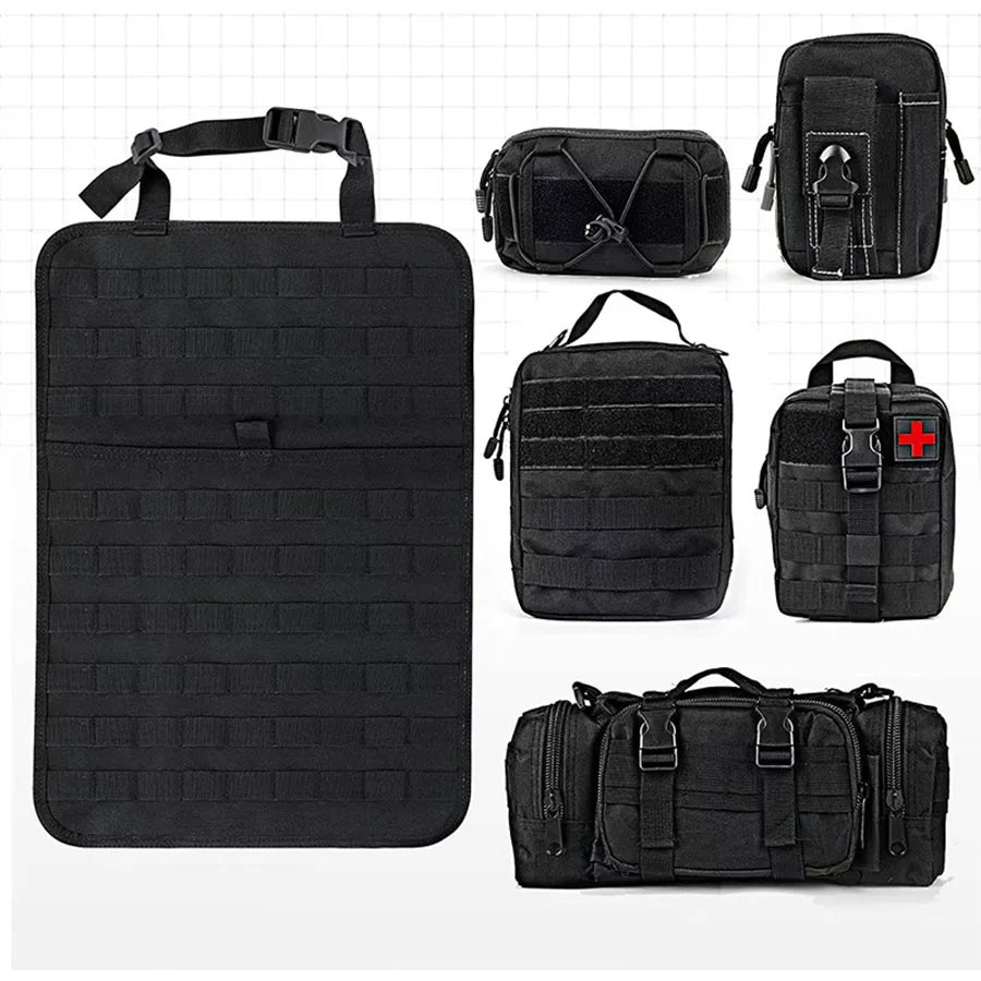High Quality Multifunction 55*37CM 600D 6PCS In 1 Car Back Seat Tactical Hanging Storage Organizer