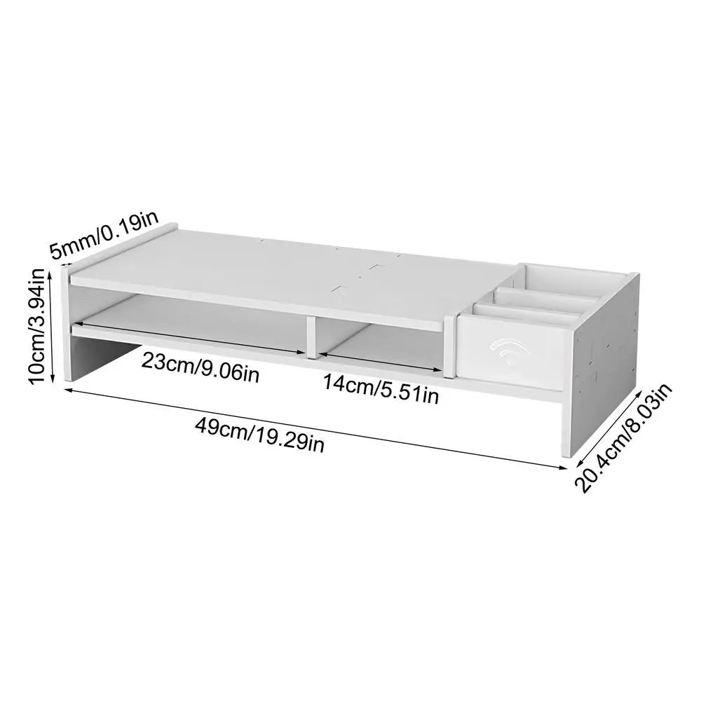 Organizador de secretária de três níveis e suporte para monitor
