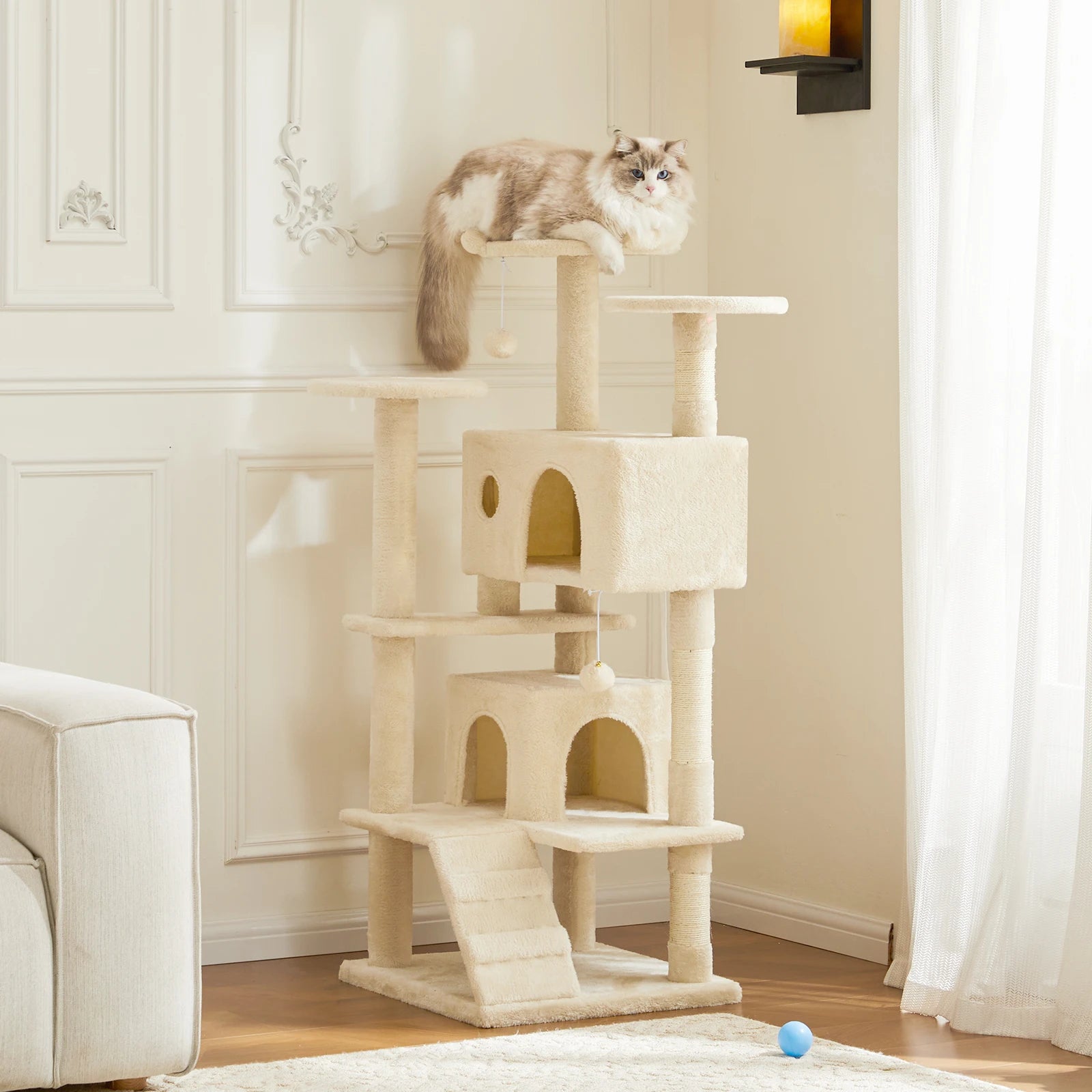 54in Multi-Level Cat Tree Tower with Condo & Sisal Scratching Posts