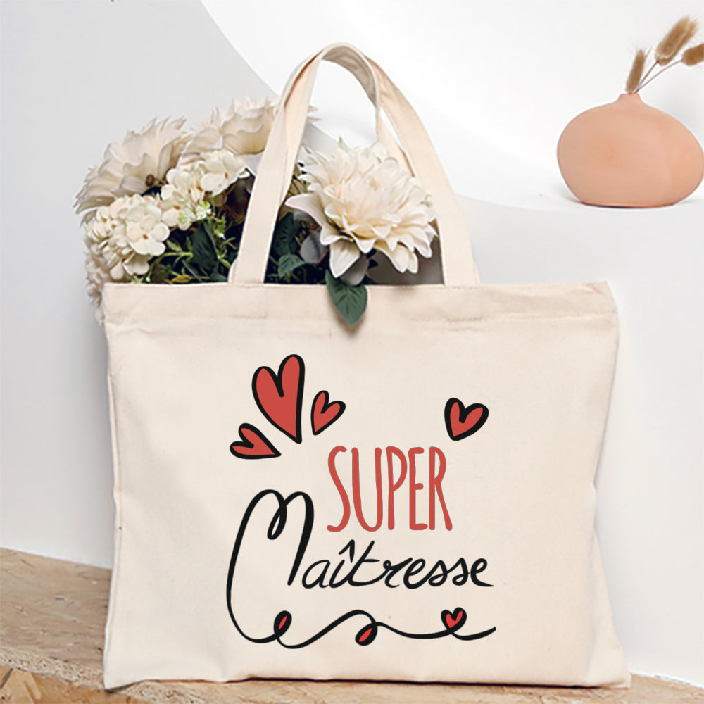 Thank You Teacher Stampa Francese Borsa a Spalla Donna Borsa in Tela Borse da Shopping Borse Femminili Borsa Riutilizzabile Migliori Regali per Maitresse