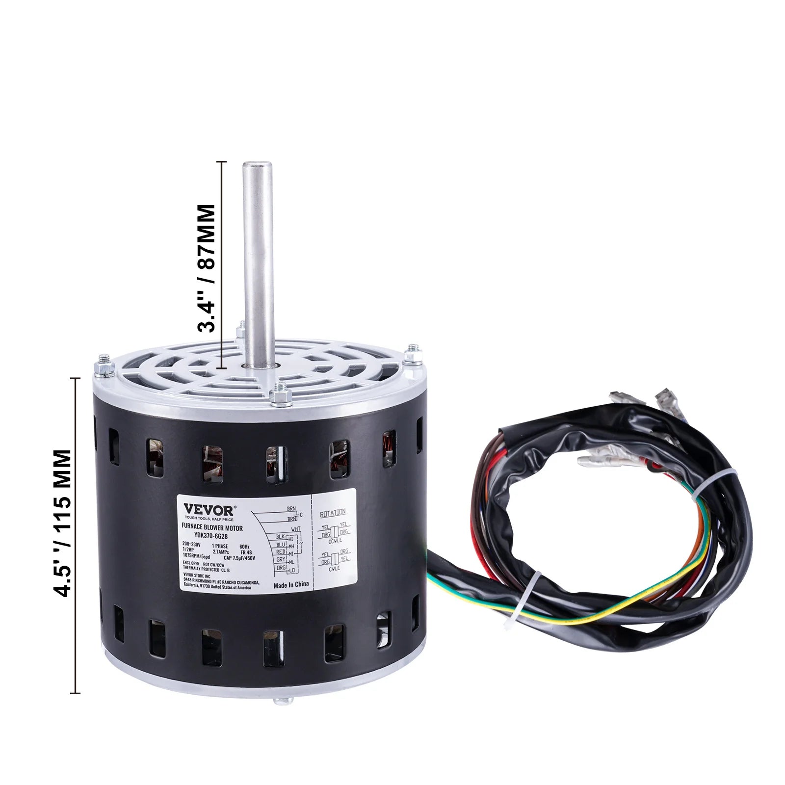 Motor ventilátoru topení 1/3 HP 1075 ot./min 4 rychlosti 48 rám Reverzibilní