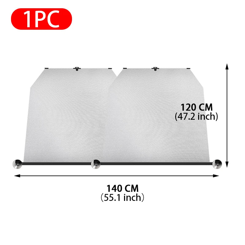 SEAMETAL Telescopic Car Sun Shade Hidden Windshield Sun Protection Cover UV-Blocking Privacy Curtains 72-140cm Adjustable Width