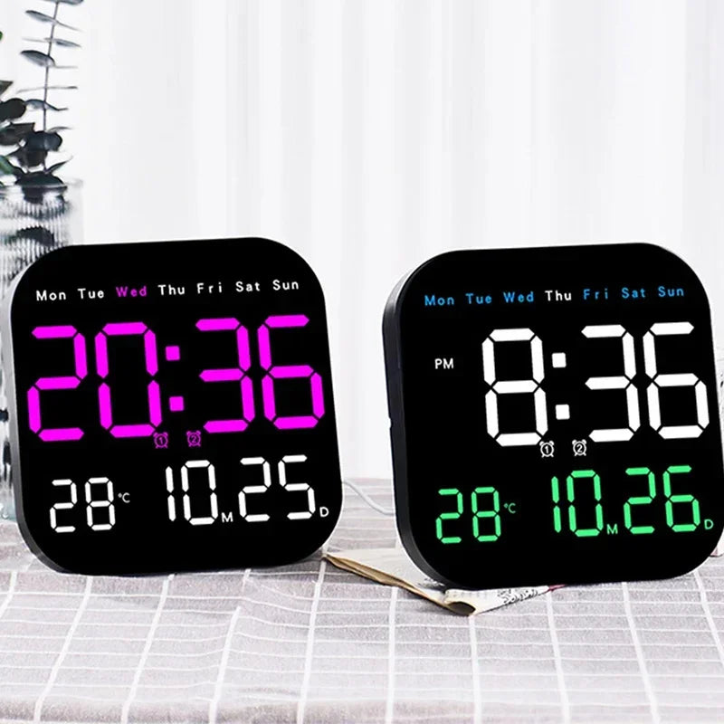 Digital Wall Clock LED Alarm Clock Large Display With Timing Function Remote Control Clock for Living Room Office Bedroom Decor