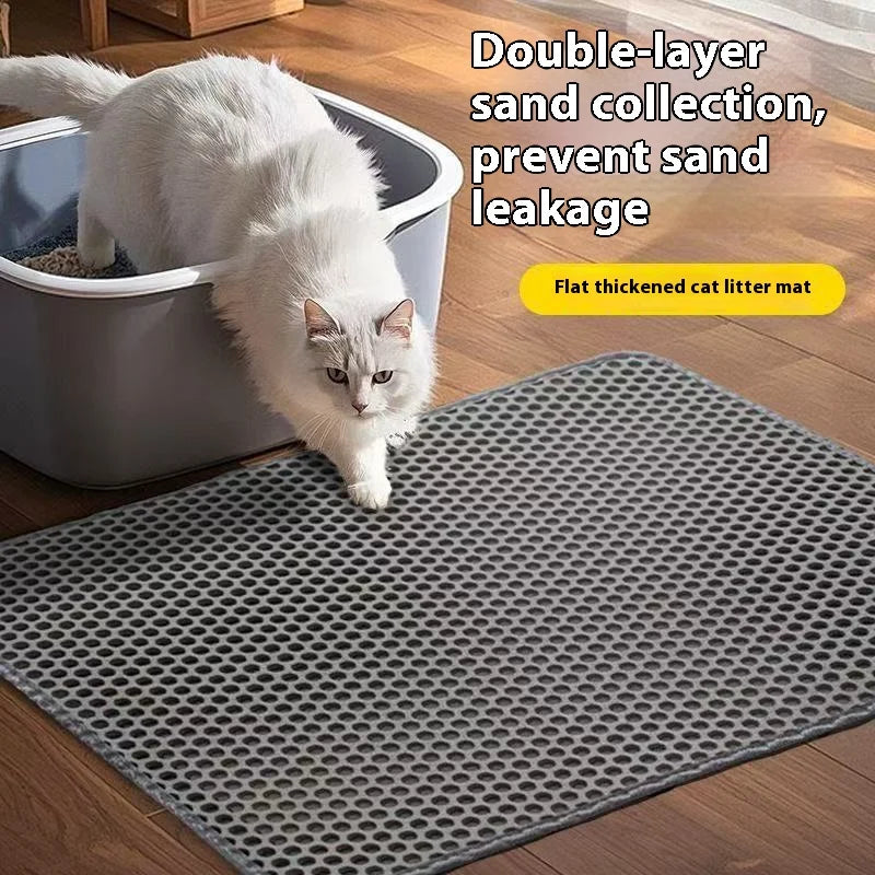 Cat Litter Mat 2-Layer Design Premium Sand Trapping Technology Waterproof Base Non-Slip Pet Floor Protector for Indoor Kittens 