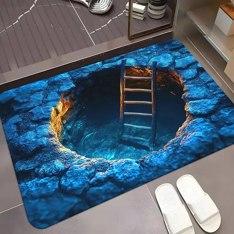 Cave Scenery Pattern Doormat for Home Entrances and Living Spaces