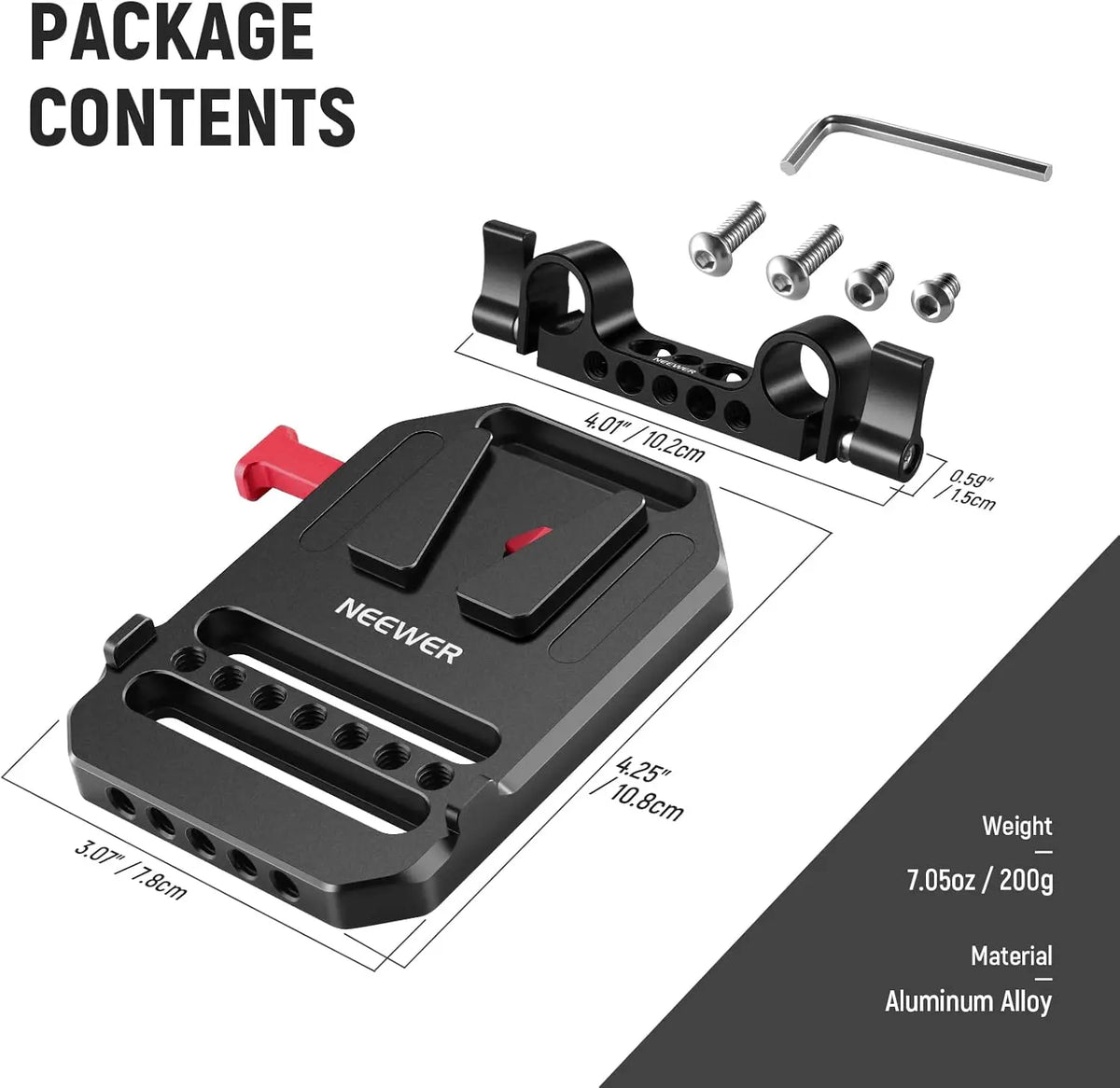 ST43 V-Mount Battery Plate with 15mm Rod Clamps