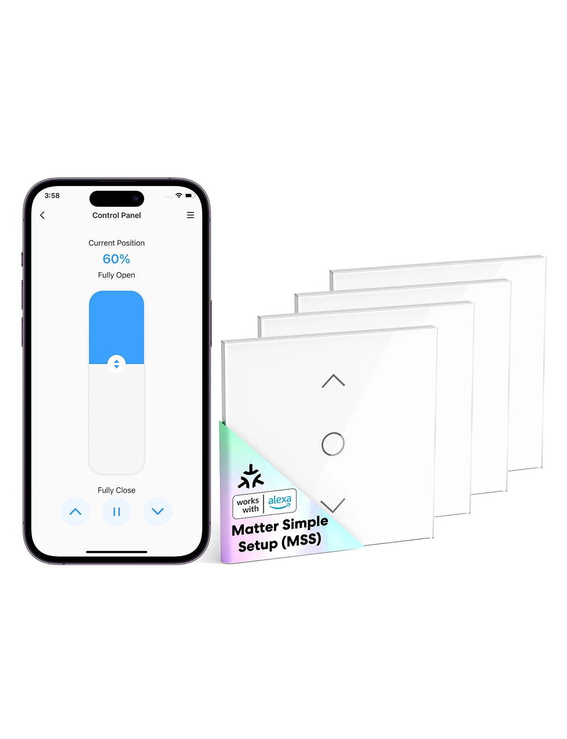 Meross Smart Matter EU Roller Shutter Timer (MRS100MA) Voice Control Percentage-Based Control  Work with Alexa,Apple Hone .