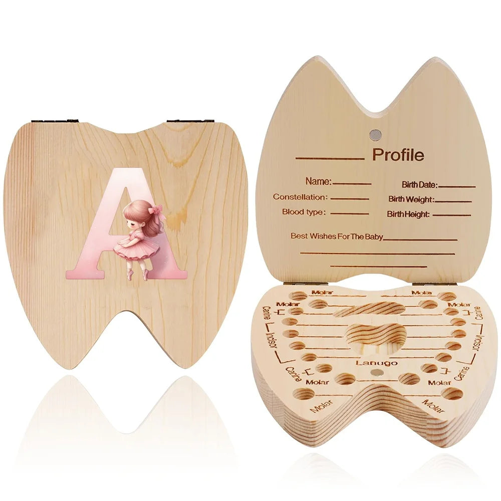 Wooden Baby-Tooth Keepsake Box, Letter Options