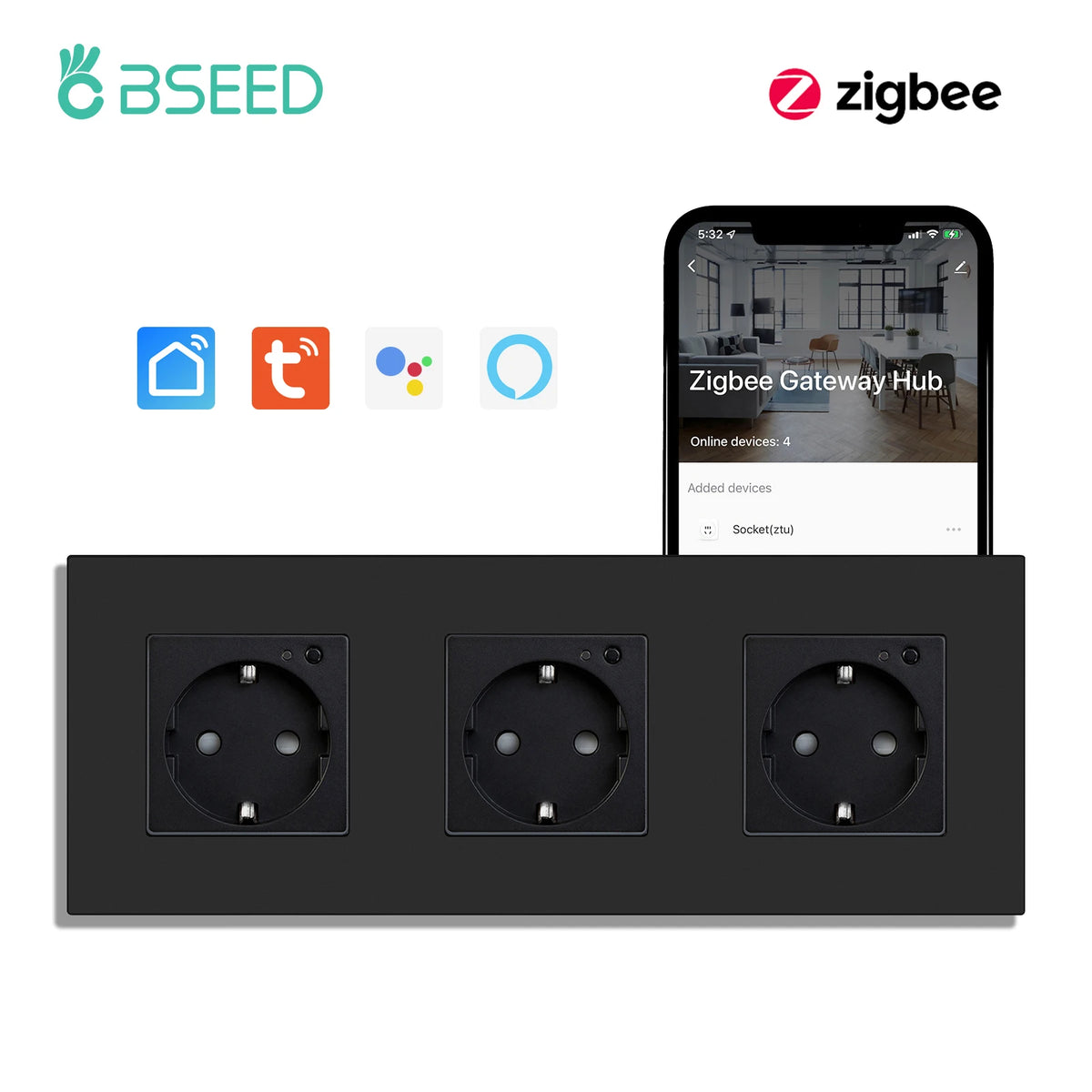 Enchufe inteligente Zigbee de pared – simple, doble o triple