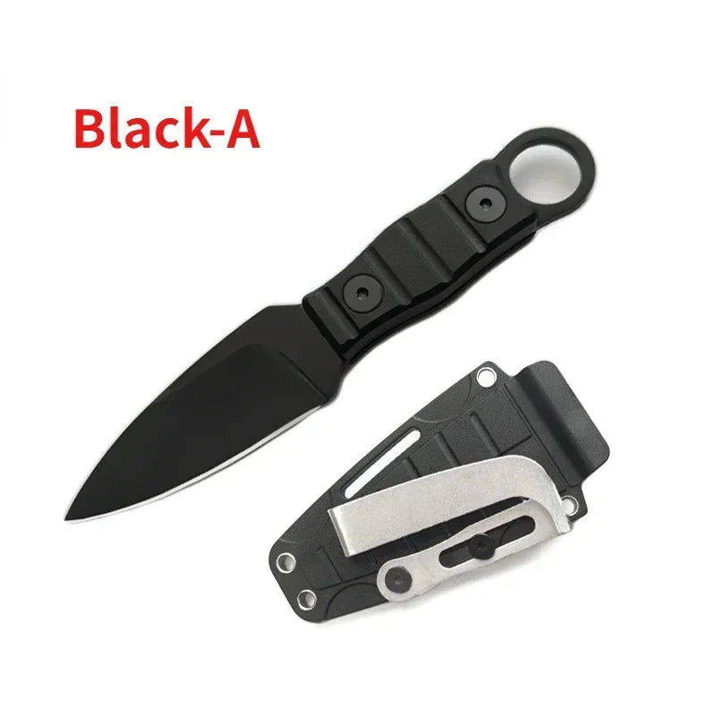 Kompakt campingkniv med fast blad och slida
