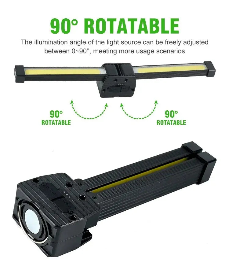 Strong Flashlightoutdoor Multifunctional Camping Lightingflashlight Auto Repair Work Lightfolding COB Light 