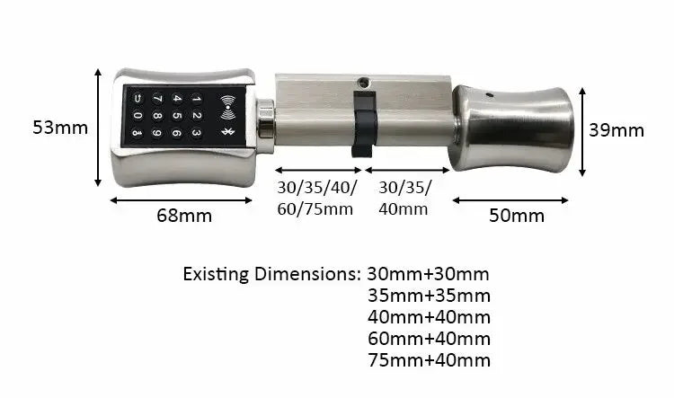 DIY Electronic Smart Door Lock Cylinder TTlock App Fingerprint Digital Keypad Card Unlock Keyless Home Security Lock EU Profile