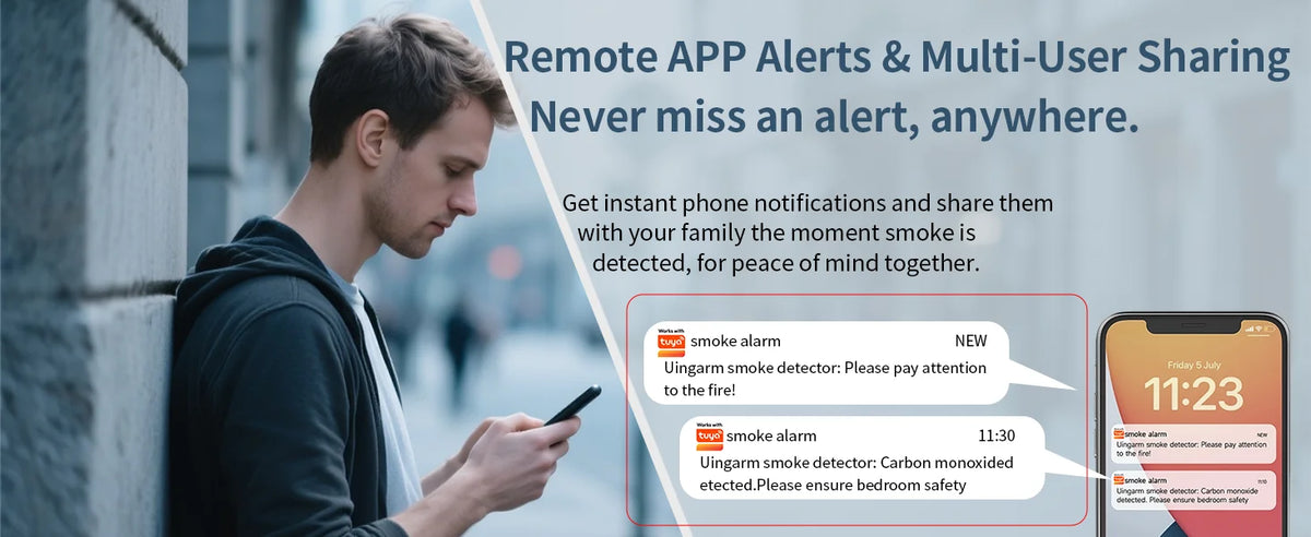 Smart WiFi Smoke Detector with App Alert