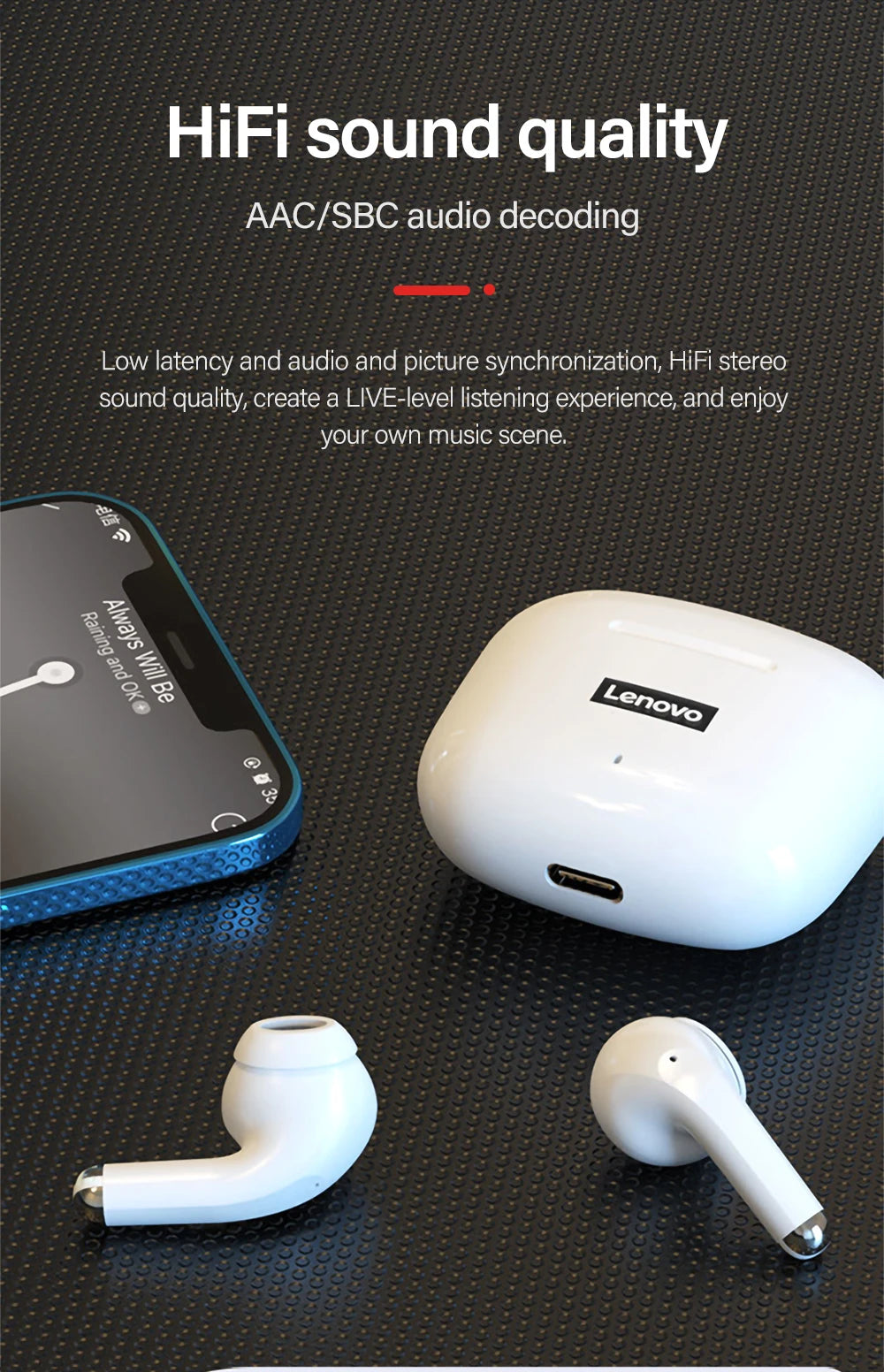 Lenovo LP40 Pro Wireless Earbuds Bluetooth 5.3 Low Latency
