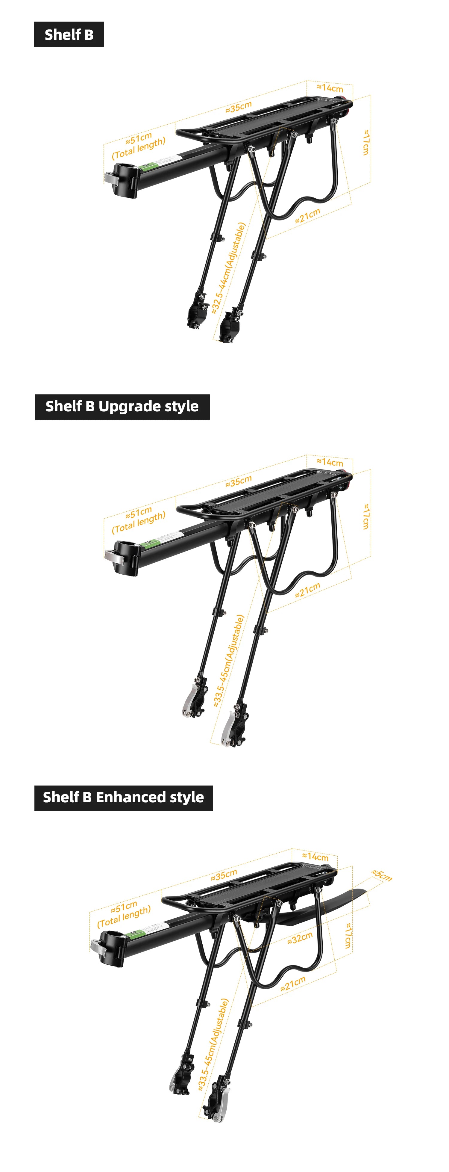 Aluminum Alloy Bike Rear Rack 25kg Detachable Cargo Carrier