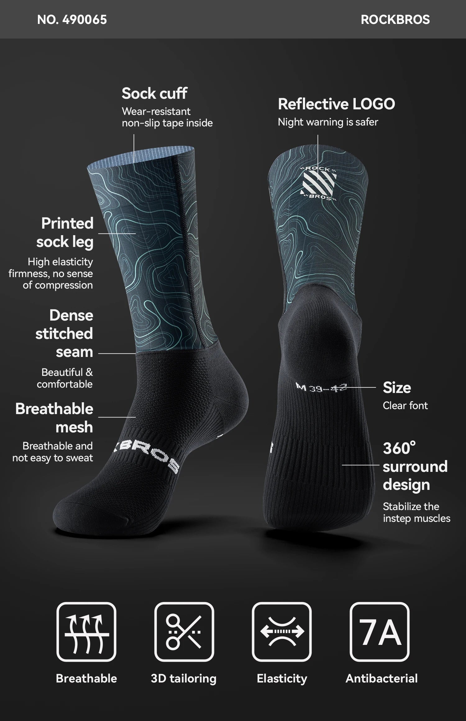 Compression Cycling Socks Knee-High Non-Slip Sports Performance Socks