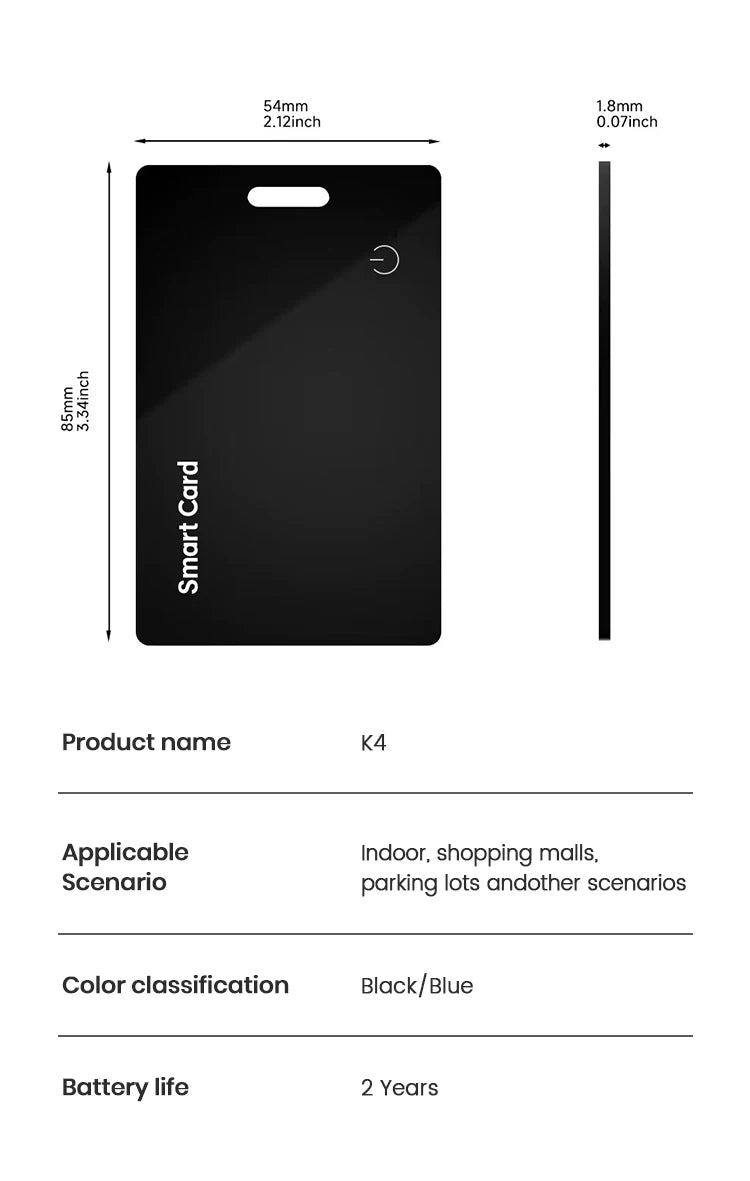 Găsește-ți portofelul cu GPS, Card tracker pentru Android - Ultra-subțire, etichetă inteligentă Bluetooth, reîncărcabilă, pentru portofel și bagaje, anti