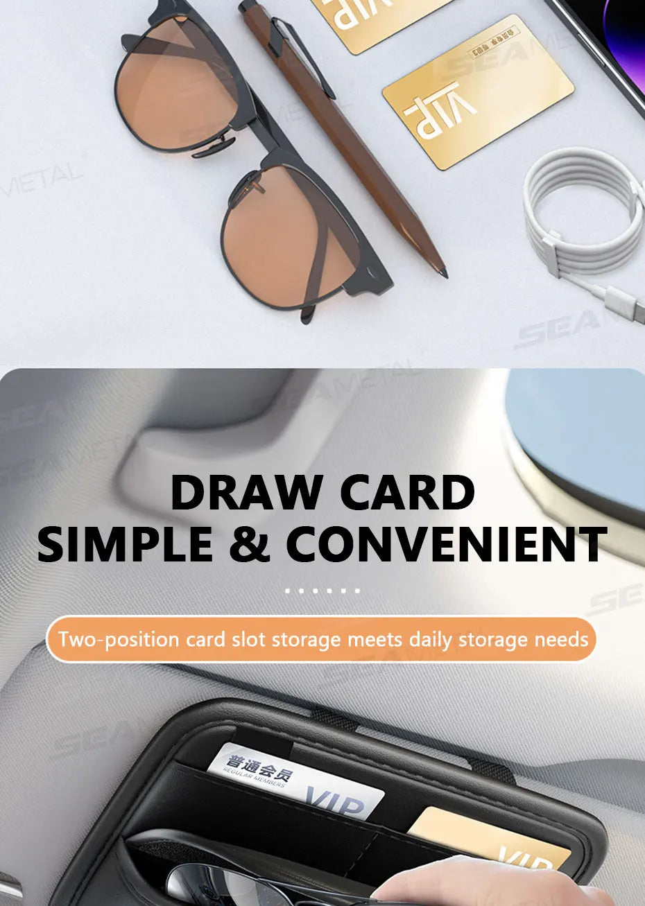SEAMETAL Luxury Car Visor Glasses Holder Flannel Inner Scratch-Free Glasses Case Sun Visor Clip On Storage Bag Car Organizer
