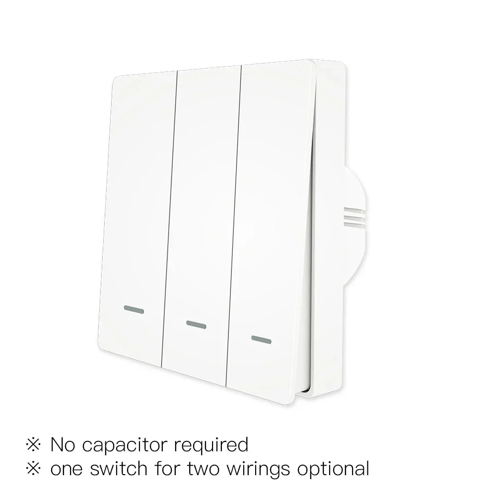 MOES Tuya ZigBee Smart Light Switch No Neutral Wire No Capacitor Needed Smart Life 2/3 Way Works with Alexa Google Home 2mqtt