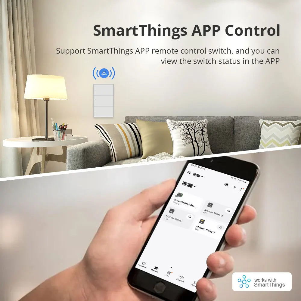 Matter Wi-Fi Wall Switch - Gang and Colour Options