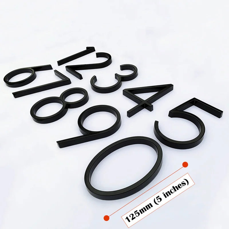 125mm Black Outdoor House Number Sign