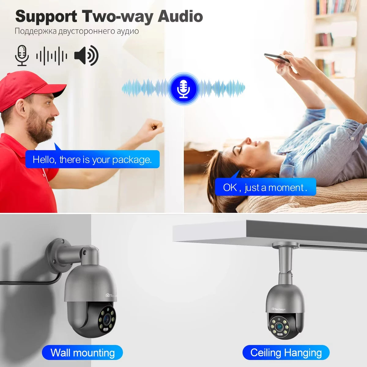 4K 8MP PTZ PoE IP Camera with AI Human Detection and Two-Way Audio