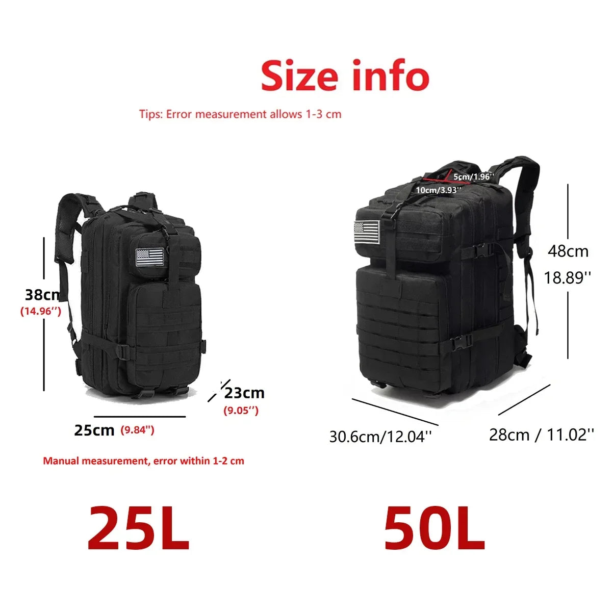Mochila Tática - 25 L ou 50 L