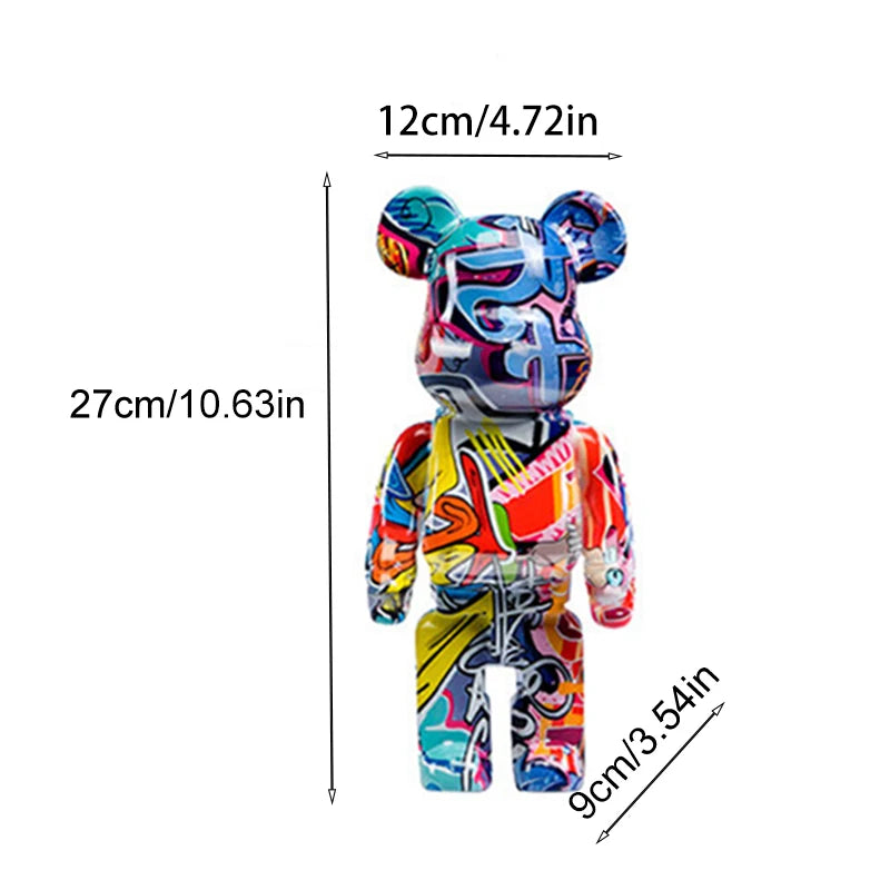 27cm/10Inches Graffiti Bear Figurine Home Decor Animal Abstract Ornament Storage Money Jar Modern Room Sculpture Table Decor 