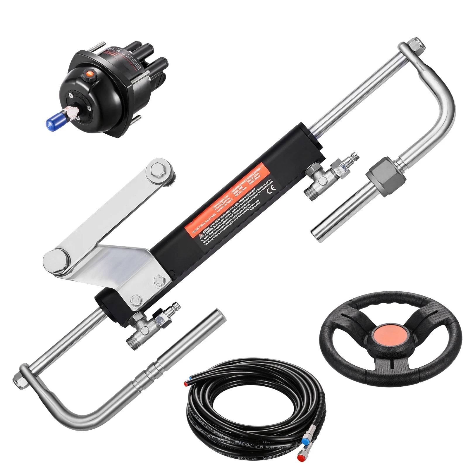 90-PS-Hydraulik-Außenbordsteuerungskit mit Steuerstand, Zylinder und 26-Fuß-Schläuchen