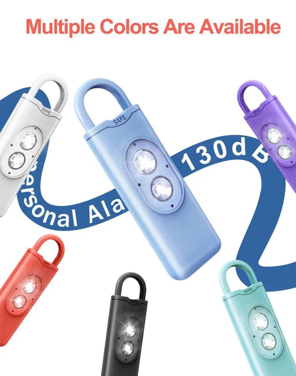 Self Defense Alarm 130DB LEDLight Anti-wolf Alert for Girl Child Women Carrying Scream Loud Panic Alarm Emergency Alarm Keychain 