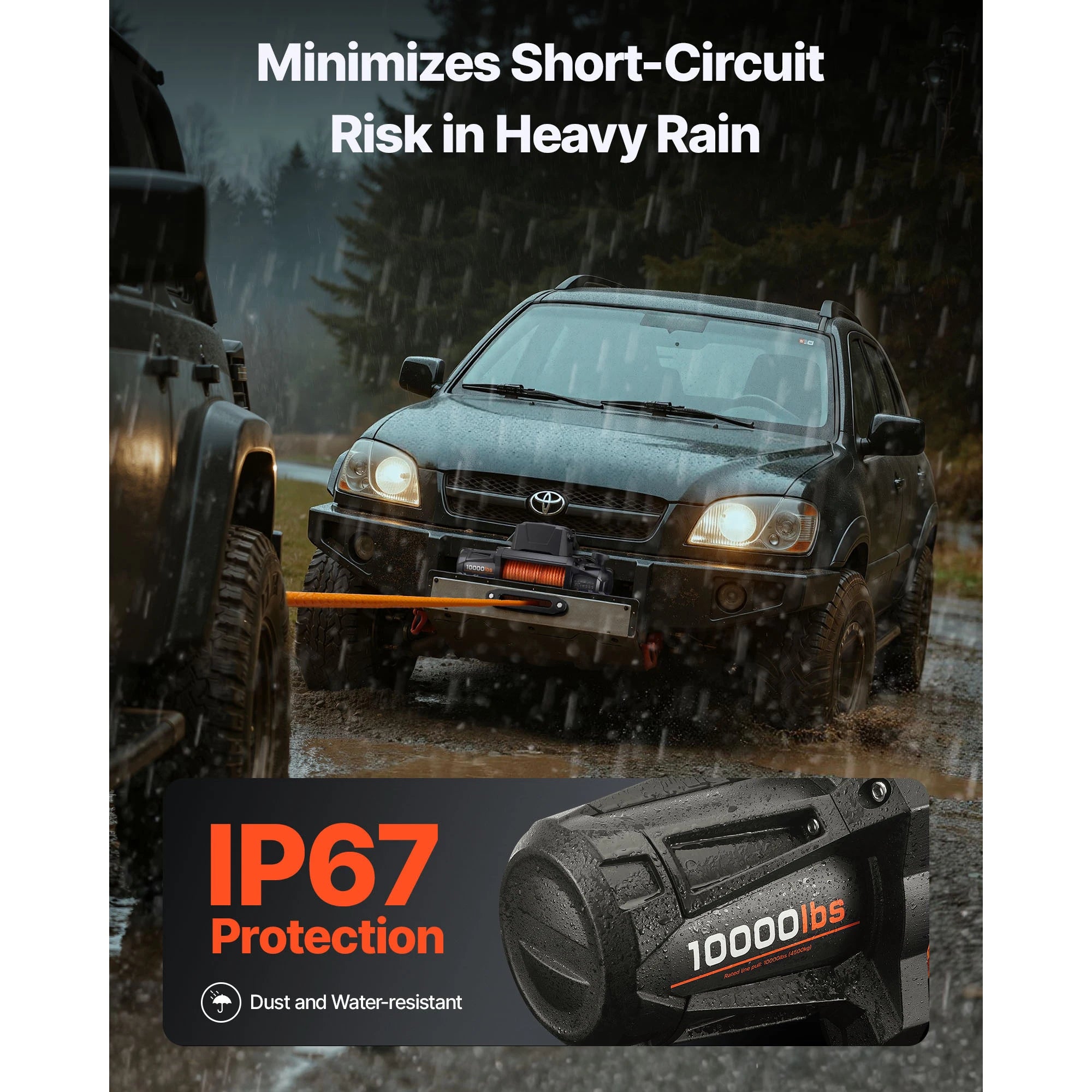 Ηλεκτρικό Τραβηχτικό 12V 10000–13500 lbs με Σχοινί 90 πόδια για Φορτηγό & SUV