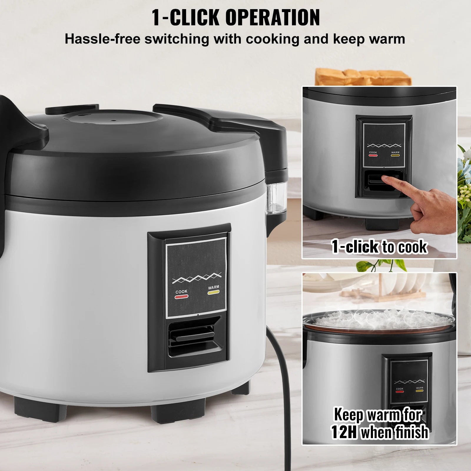 Commercial Rice Cooker 60 Cup Capacity 13 L with Nonstick Inner Pot