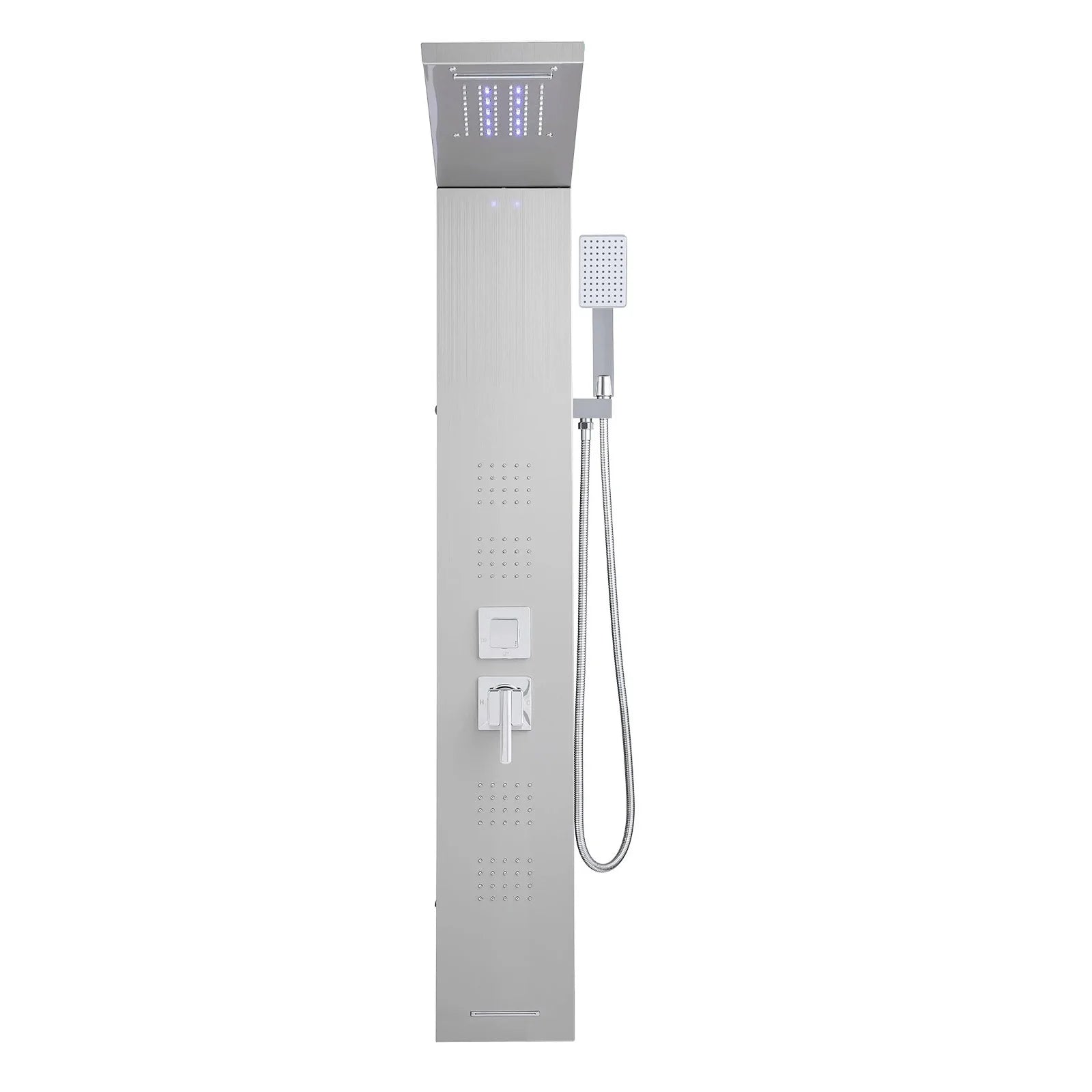 5 Function LED Shower Panel Tower with Waterfall Head Stainless Steel